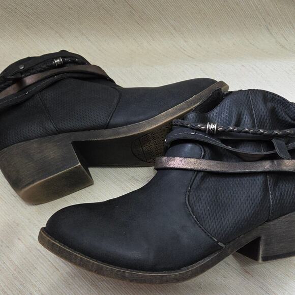 SO Sonoma Kohls black ankle fashion boots womens sz. 8M chunk heel - Picture 3 of 11